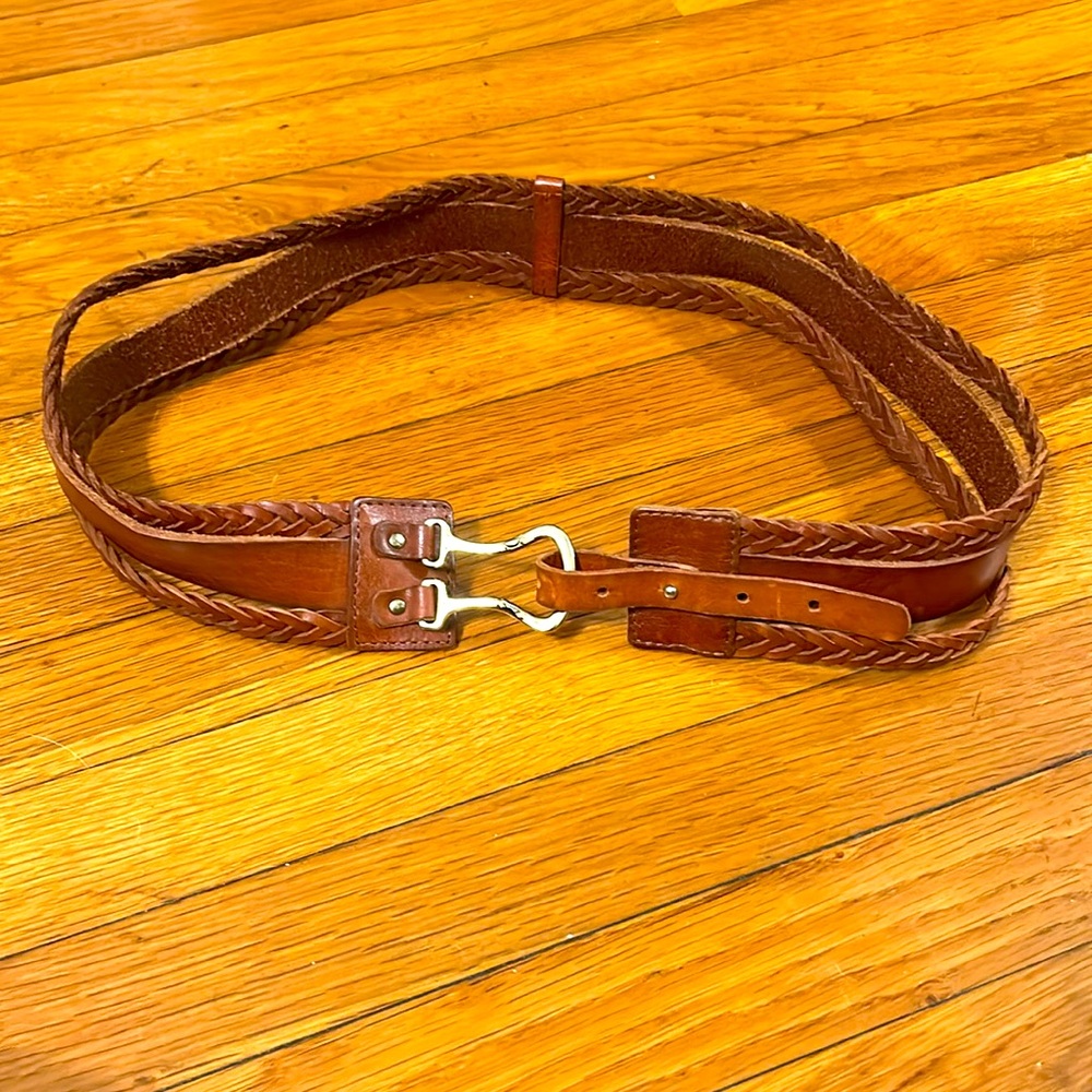Stylish Tan Braided Leather Belt